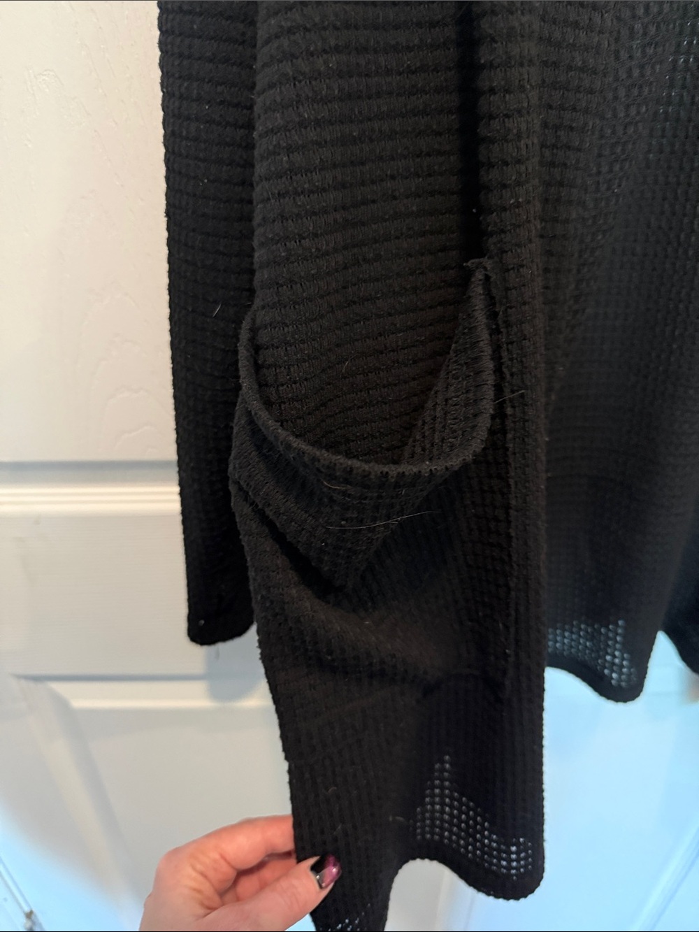 Cozy Open Front Knit Cardigan - Black - Picture 2 of 4